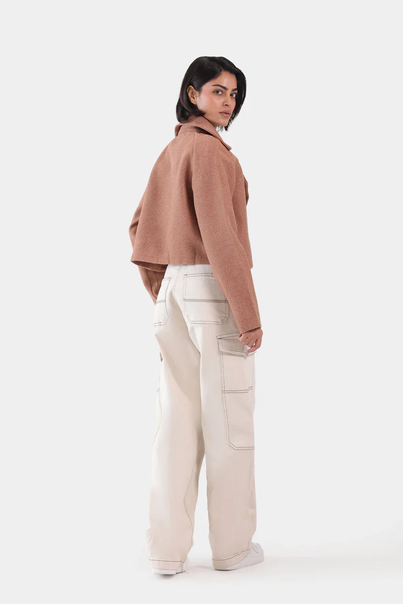 Notch Collar Cropped Jacket