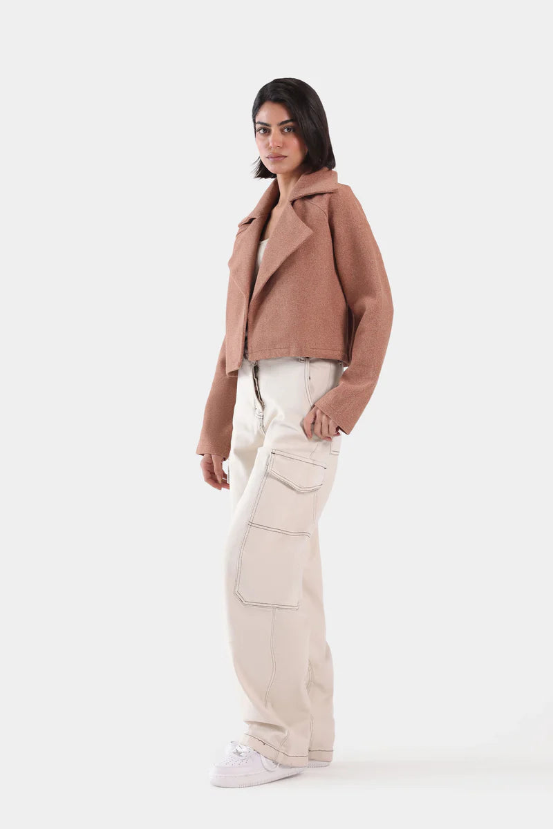Notch Collar Cropped Jacket