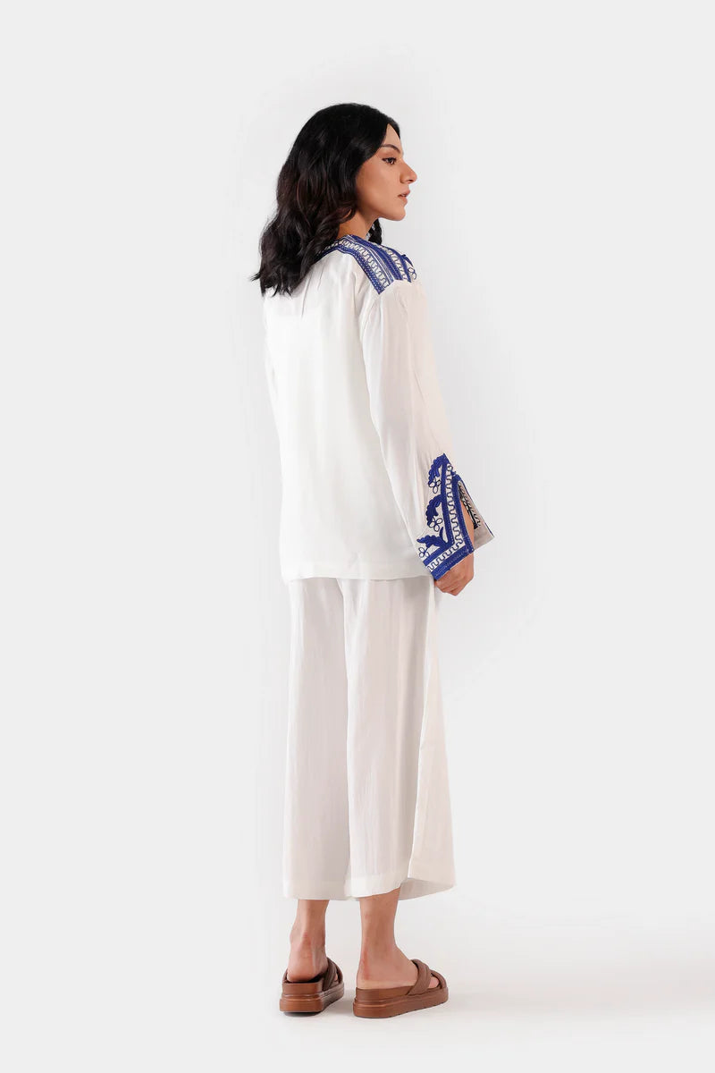 Embroidered Raw Silk Top
