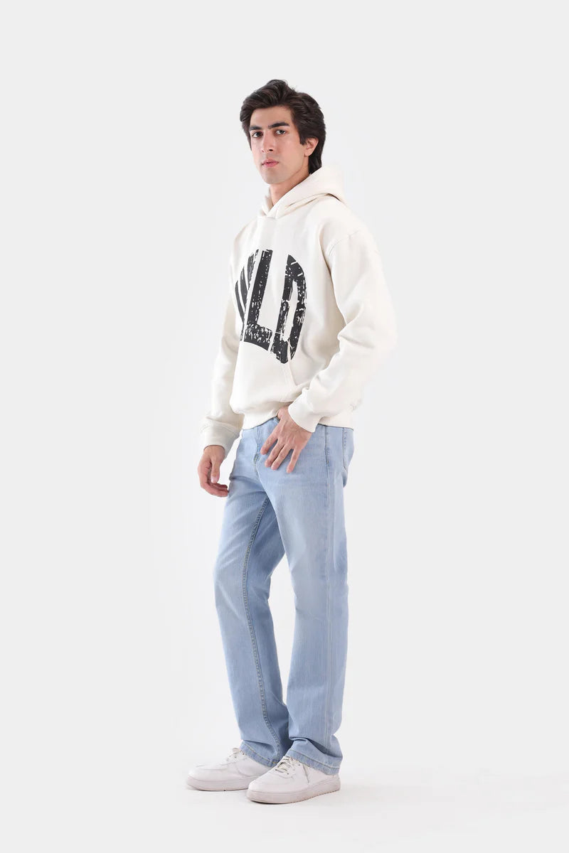 Text Print Fleece Hoodie