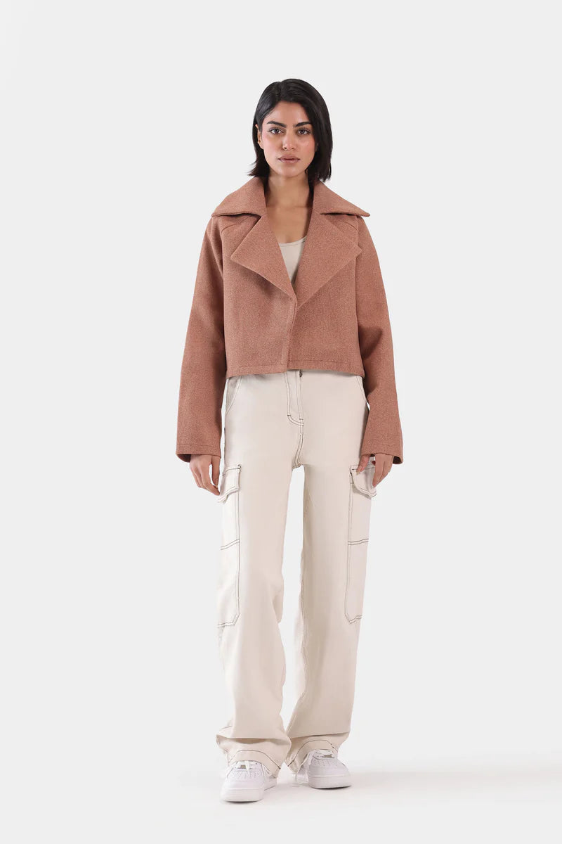 Notch Collar Cropped Jacket