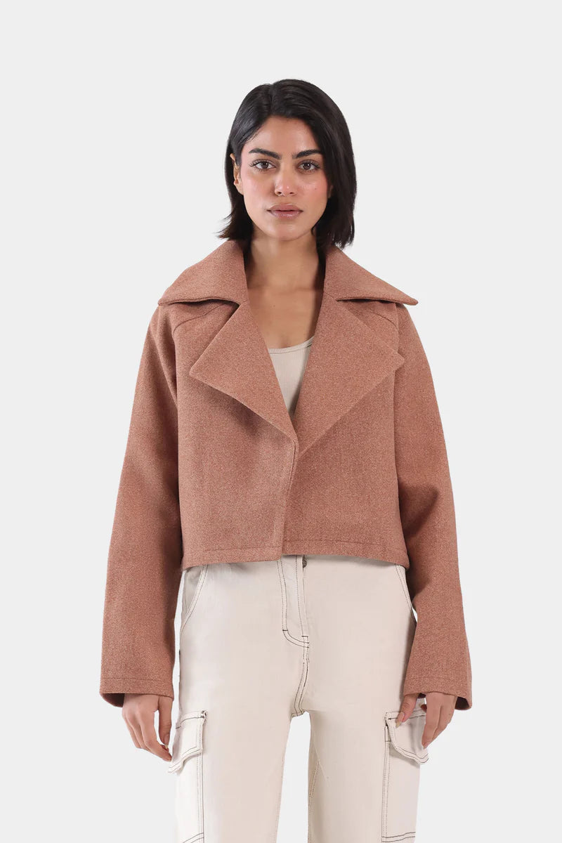 Notch Collar Cropped Jacket