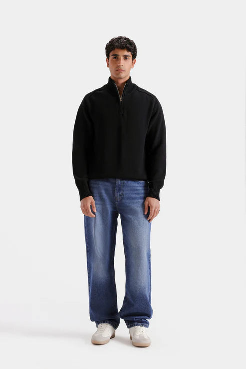 Knitted Quarter Zip-Up Sweater