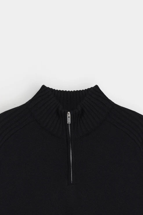 Knitted Quarter Zip-Up Sweater