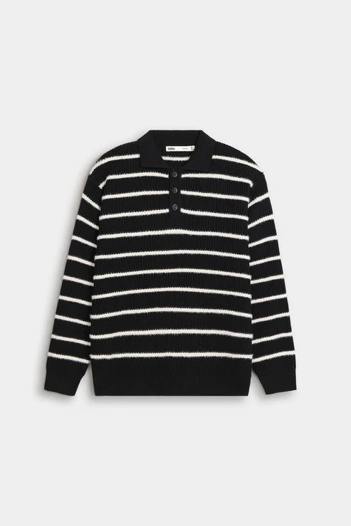 Knitted Striped Polo Sweater