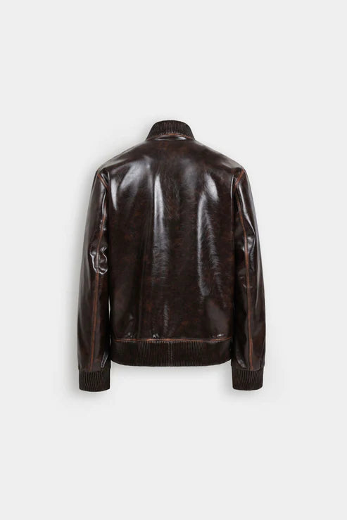 Faux Leather Bomber Jacket