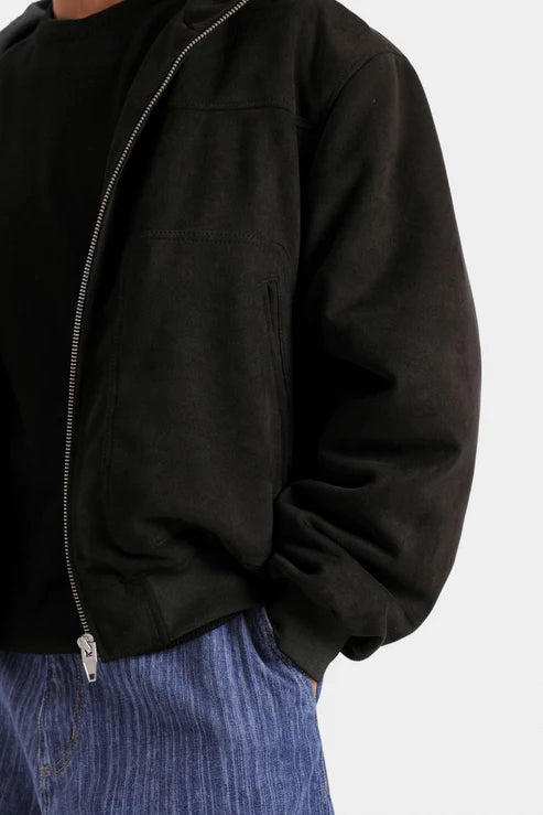 Suede Jacket with Hood