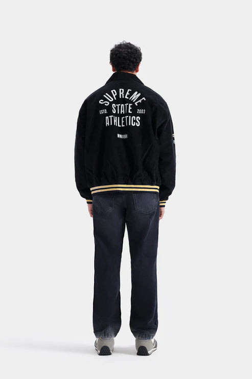 Embroidered Slogan Corduroy Jacket Relaxed Fit