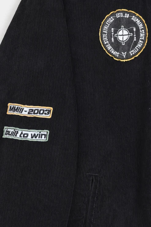 Embroidered Slogan Corduroy Jacket Relaxed Fit