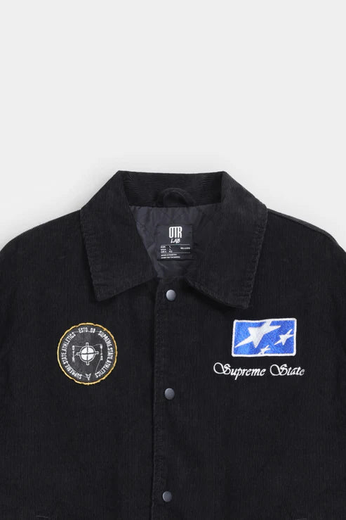 Embroidered Slogan Corduroy Jacket Relaxed Fit