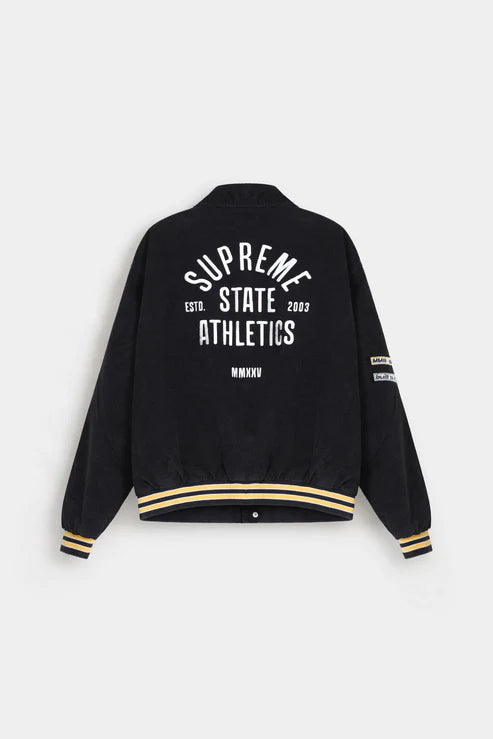 Embroidered Slogan Corduroy Jacket Relaxed Fit