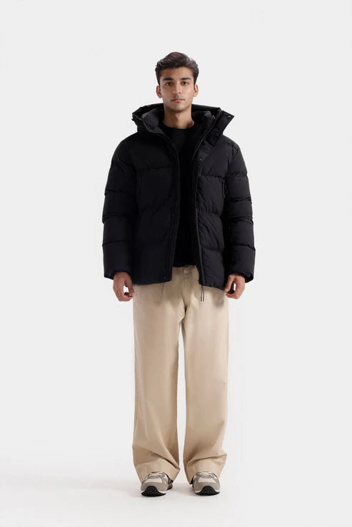 Quilted Puffer Jacket With Hood