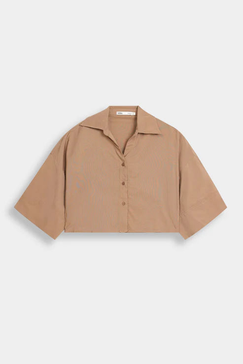 Super Cropped Button Up Shirt  Relaxed Fit