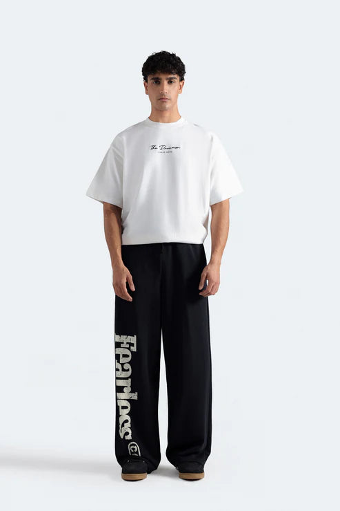 Slogan Print Trousers  Baggy Fit