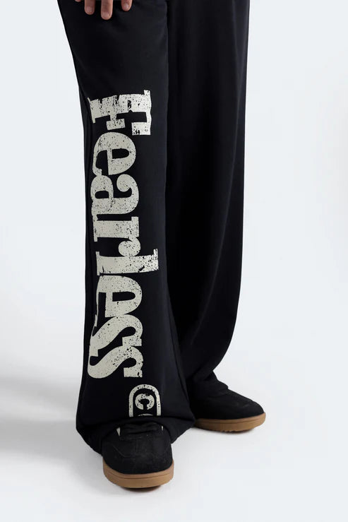 Slogan Print Trousers  Baggy Fit