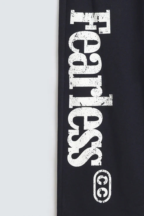 Slogan Print Trousers  Baggy Fit