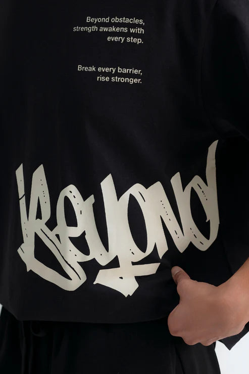 Cropped Slogan Print T-Shirt  Boxy Fit