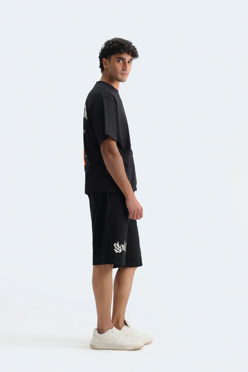 Cropped Slogan Print T-Shirt  Boxy Fit