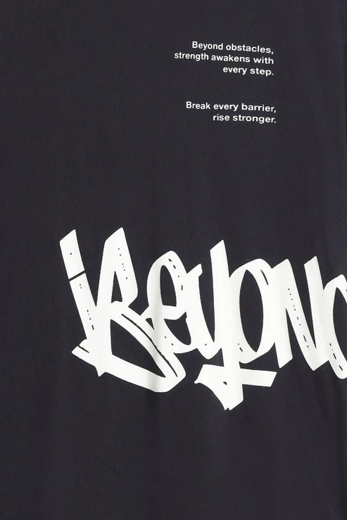 Cropped Slogan Print T-Shirt  Boxy Fit